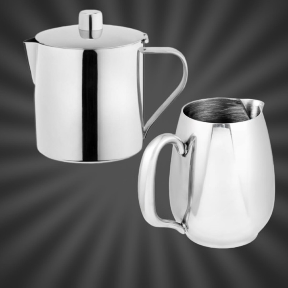 NEW Stainless Steel Coffee/Tea Set | 9oz Steelite Teapot & 8oz Vollrath Creamer